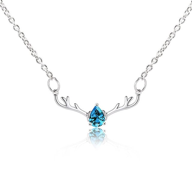 Jumpingount Hi.FANCY-collar con colgante de astas de diamantes de imitación para mujer, cadena de aleación Vintage, joyería de boda para novia Ropa, zapatos y accesorios Miscelánea azul