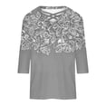 thumbnail image 5 of 3/4 Sleeve T Shirts for Women White Summer Blouse Plus Size Women Womens Summer Tops Plus Size Clearance Sale Print T Shirts for Women Pack orders placed, 5 of 5