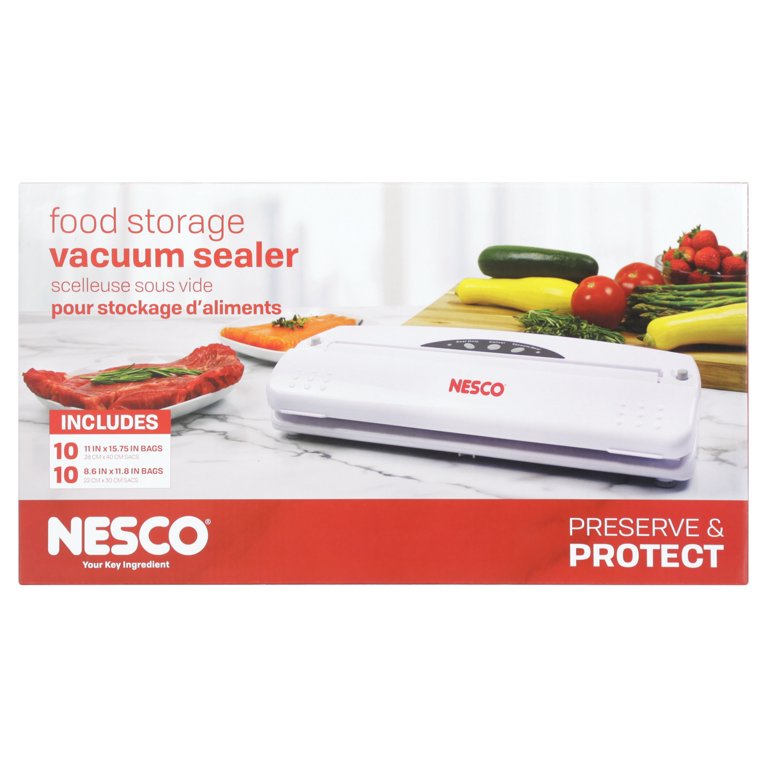 Nesco Food Vacuum Sealer w/ 20 Bags: VS-01 in White