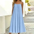 thumbnail image 4 of Plus Size Summer Dresses for Women Women's Summer Pleated Maxi Dress Loose Sleeveless Long With Casual Style for Beach Vacation Light Blue Xxl, 4 of 9