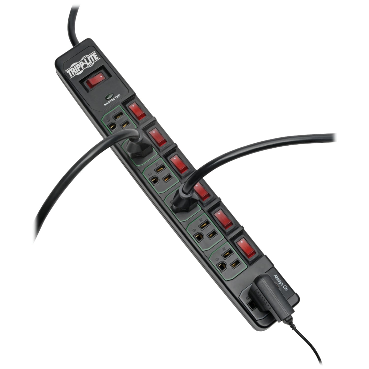 Tripp Lite TLP76MSGB ECO-Surge 7-Outlet Surge Protector with 6 Individually Controlled Outlets, 6ft Cord