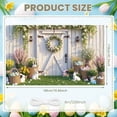 thumbnail image 2 of Bunny Design Easter Banner Colorful Eggs Spring Display Floral Pattern Flower Wreath Bunny Backdrop for Easter Celebration Spring Party Garden Decoration, 2 of 9