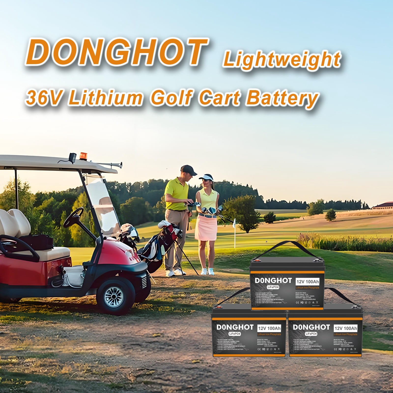 D0NGHOT 100Ah LiFePO4 Lithium Battery for Trolling Motor 12 Volts Deep Cycle Marine Battery for Boat RV