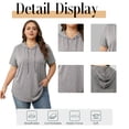 thumbnail image 5 of Cuteduck Plus Size Hoodies for Women Short Sleeve V Neck Pullover Drawstring Tops Loose Fit Casual Sweatshirts 1X-5X, 5 of 9