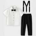 thumbnail image 4 of VNKIDY Boys Outfits Short Sleeve Lapel Shirt Suspenders Pants Outfit Set Kids School Formal Casual Wear Childrens Dress For Daily Spring Summer Fall Lovely Sets, 4 of 4