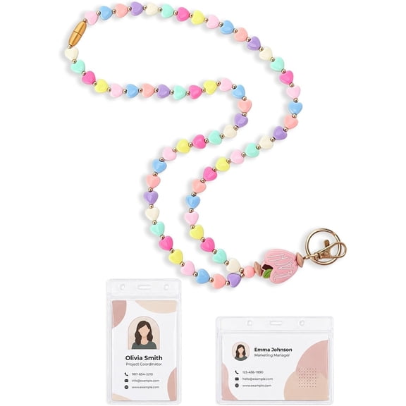 Beaded Lanyards for ID Badges, Aesthetics Teacher ID Badge Holder with Retractable Clip for Nurse Teacher Gifts
