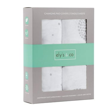 Changing Pad Cover I Cradle Sheet 100% Jersey Cotton 2 Pack for Baby Girl or Baby Boy - Grey Dottie Design