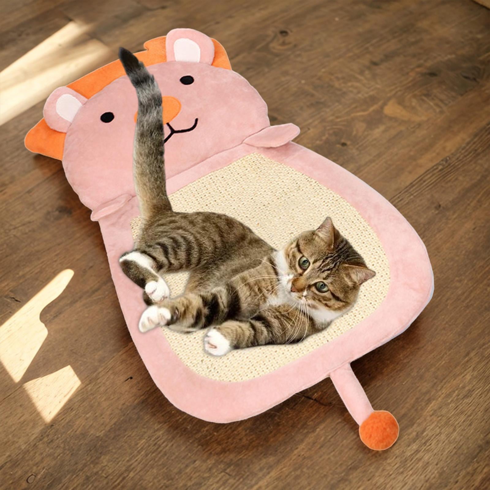 Tooyful Cat Scratcher Sisal Mat, Cat Scratching Board Pad, Durable Furniture Protector Cat Scratch Pad Lounge Bed for Kitten Small Medium Large Cats Pink Color Lion