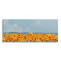 Stupell Industries Yellow Daisies by Sea Botanical & Floral Painting Gallery Wrapped Canvas Print Wall Art, 30 x 13