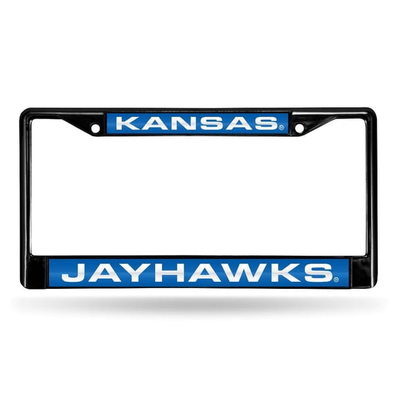 Kansas KU JayHawk's Black Metal License Plate Frame Holder