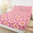 thumbnail image 3 of Homewish Tribal Boho Flower Bed Sheets, Pink Cherry Blossoms King Sheets, Western Mandala Style Sheet Set, Breathable Home Decor, 4 Pieces, 3 of 7