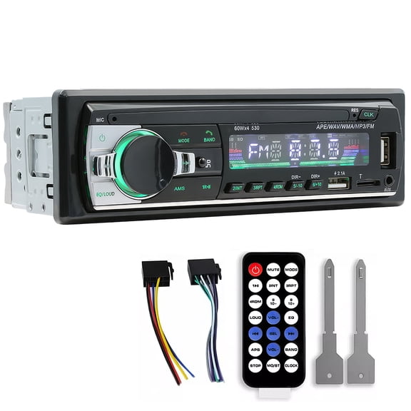 VTIN APP Control Single DIN Car Radio - Bluetooth 5.0 Hands-Free, Car Locator, Wireless Remote, 2.1A Fast Charge, 7-Color LCD for 12V Cars (FM/MP3/SD/AUX)