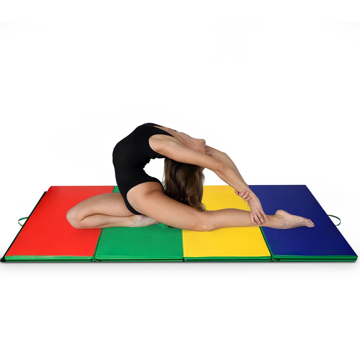 4'x10'x2 Gymnastics Gym Folding Exercise Aerobics Tumbling Yoga Play Mat  Blue