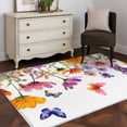 thumbnail image 3 of 3'x5' Rug for Living Room Bedroom, Spring Floral Washable Area Rugs Non-Slip Carpet Mats, Farmhouse Flowers Butterfly Watercolor Indoor Low Pile Area Rug Runner for Kitchen, Mudroom, 3 of 8