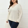 thumbnail image 7 of Plus Size Tops for Women Trendy Cross V Neck Long Sleeve T Shirts Solid Casual Loose Comfy Ladies Fall Blouse Tees, 7 of 7