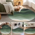 thumbnail image 5 of Sage Green Waves Round Area Rug 4 FT, Non Slip Indoor Outdoor Rug, Rustic Abstract Ombre Stripes Art Washable Soft Circular Carpet Non-Shedding Floor Mat for Coffee Table Nursery Foyer Balcony, 5 of 8