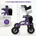 thumbnail image 6 of Goplus Foldable Height Adjustable Rollator Walker with Seat, Storage Bag for Seniors Purple, 6 of 10