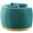 thumbnail image 3 of Modway Resolute Curved Performance Velvet Stainless Steel Sofa in Teal, 3 of 6