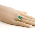 thumbnail image 3 of Gem Stone King 18K Yellow Gold Plated Silver Green Malachite and White Created Sapphire Engagement Ring for Women | 10.03 Cttw | Gemstone Birthstone | Emerald Cut 14X10MM | Size 8, 3 of 5