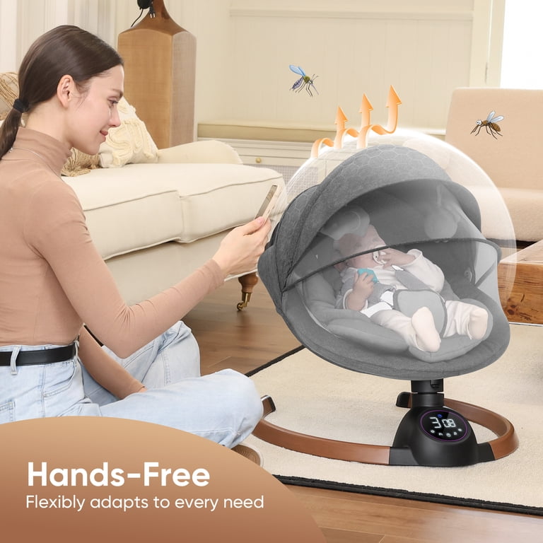 Babyeap Baby Swing for Infants,Bluetooth Control 5-point Harness