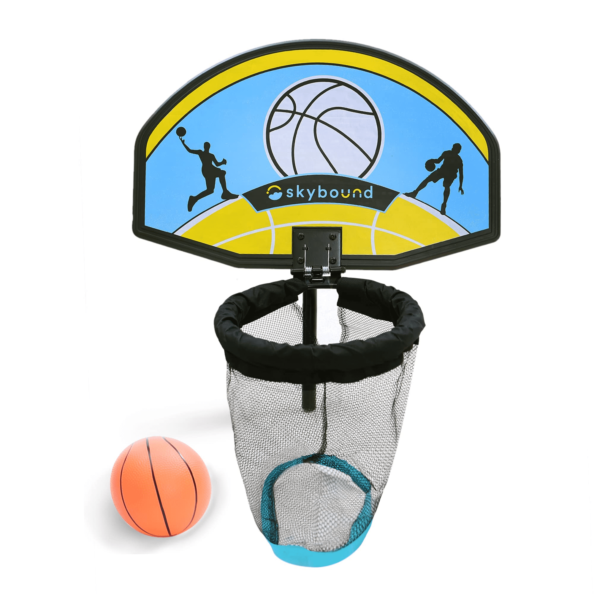 SkyBound Trampoline Basketball Hoop Attachment with Mini Basketball and