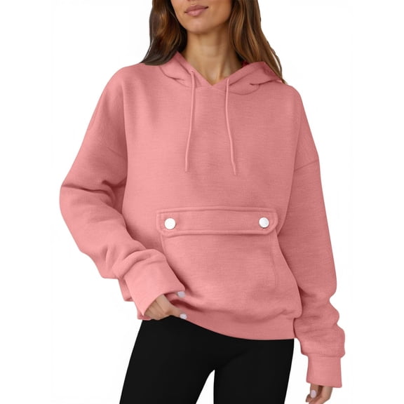 Pink Hoodies for Womens Oversized Hoodies Fleece Sweatshirts Casual Comfy Tops Fall Fashion Outfits 2025 Cute Clothes with Pockets Fall Tops for Women 2025