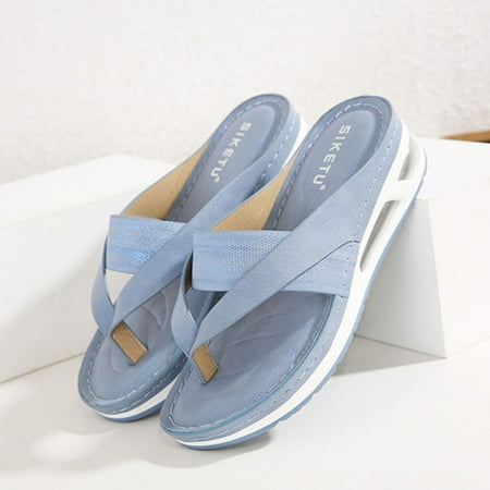 

Yedhsi Sandals Women s Plus Size Lightweight Retro Shoes Massage Flip-flops Soft Bottom Wedge Slippers Women s Slippers