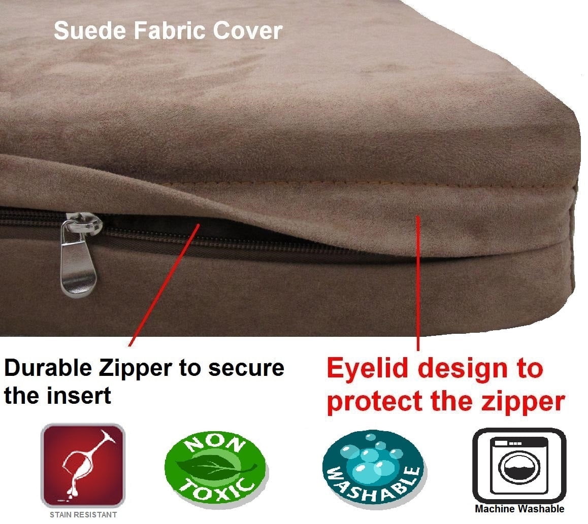 Dogbed4less Orthopedic Shredded Memory Foam 55"x37" Waterproof Dog Pet Pillow Bed w/ Suede Cover