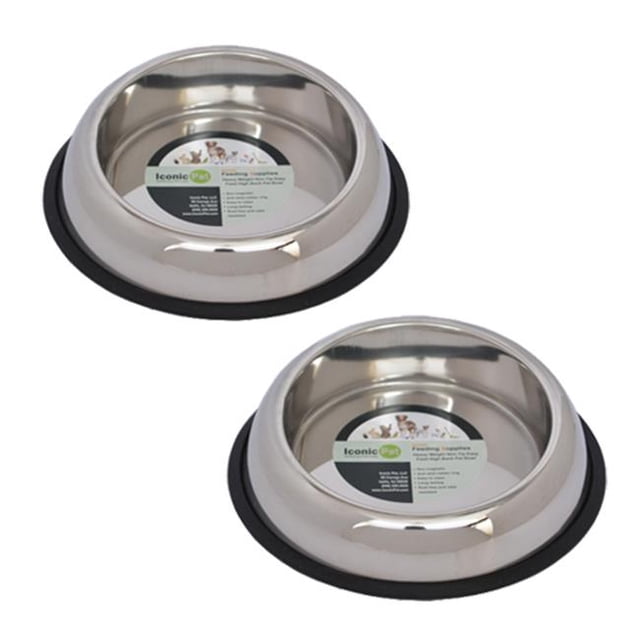 Iconic Pet 51446 96 oz. Heavy Weight Non-Skid Easy Feed High Back Pet Bowl