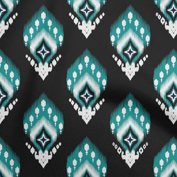 oneOone Polyester Spandex Black Fabric Asian Ikat Quilting Supplies Print Sewing Fabric By The Yard 56 Inch Wide