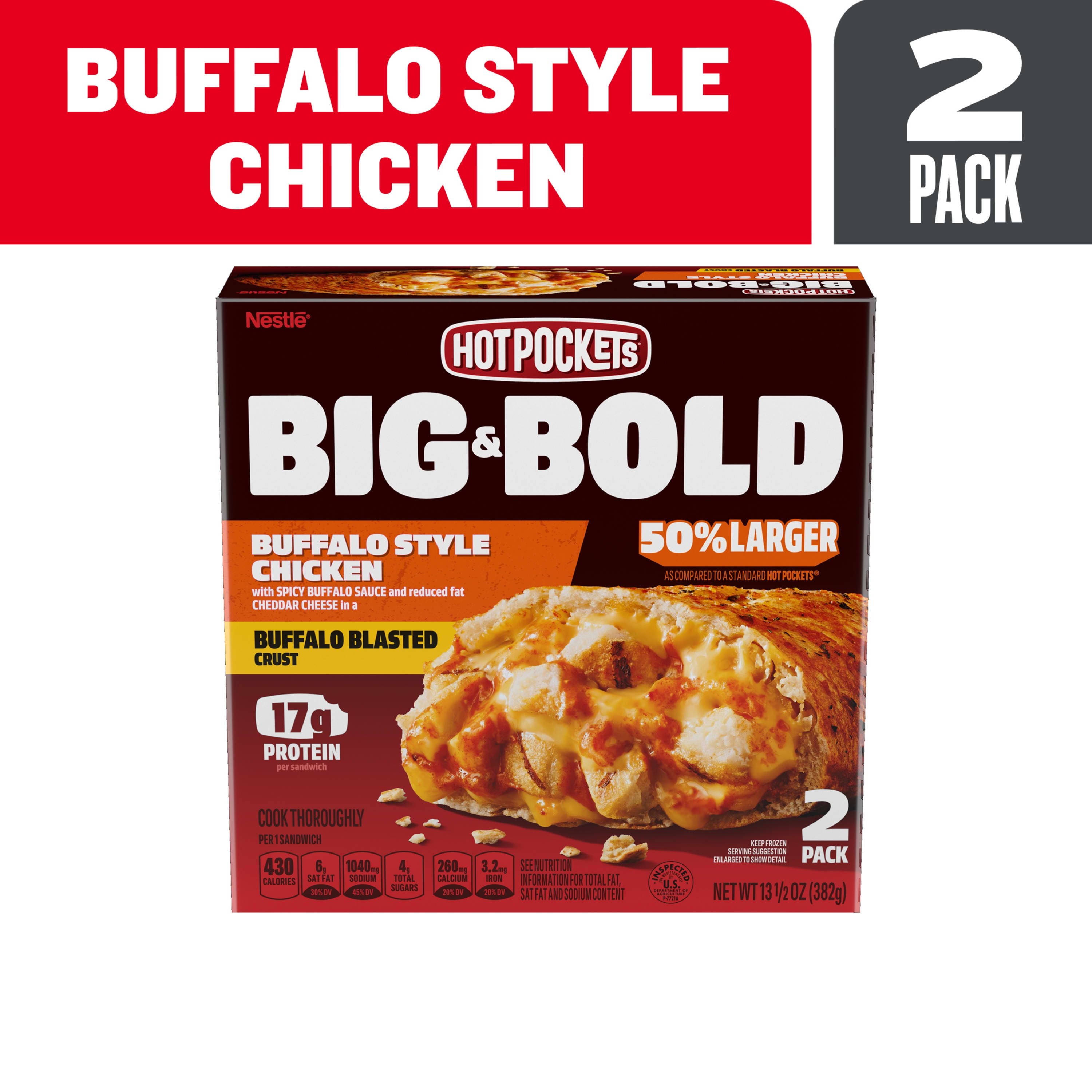 Hot Pockets Big & Bold Buffalo Style Chicken Frozen Snacks, Frozen