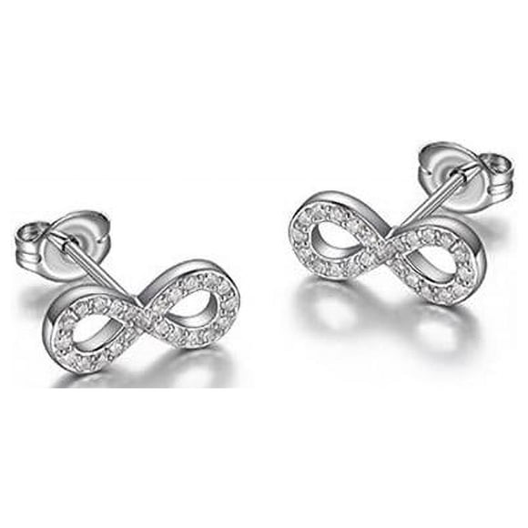 Cheri Jadore ER2AKL8-W Diamondlite Boucles d'Oreilles en Zircon Cubique Infinity, Argent