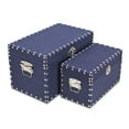 thumbnail image 5 of Contemporary Home Living Set of 2 Blue and Silver Rectangular Studded Boxes 13.5", 5 of 5