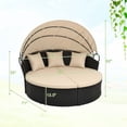 thumbnail image 3 of Gymax Lit de Jour Rond pour Patio Extérieur avec Coussins à Auvent Rétractable, Coussins Décoratifs pour Pelouse, Beige, 3 of 9