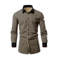 thumbnail image 3 of GigrtiJin Mens Button down Shirts Long Sleeve Striped Casual Lapel Shirt Business Fashion Loose Basic Tops Blouse, 3 of 6