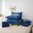thumbnail image 6 of Feelyou Child Happy Hanukkah Twin Bedding Sets 7-Piece, Western David Star Bedding Comforter Set, Olive Branch Botanical Reversible Sheet Sets, Ultra Soft Bedroom Decor, 6 of 8