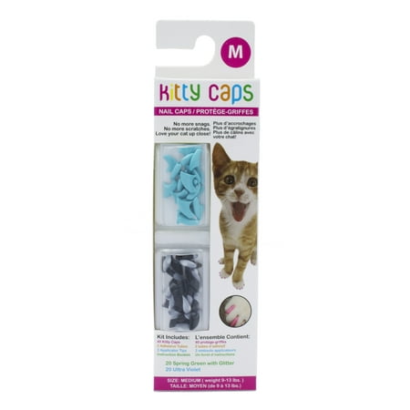 UPC: 0742797787206 | Kitty Caps Nail Claw Caps for Cats  Medium (9-13 lbs)  Black with Gray Tips & Baby Blue 40ct