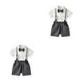 thumbnail image 2 of Sonducket Verano para niños, camisa de manga corta con botones, conjunto de pantalones, ropa de pajarita para boda, pantalones cortos con Type7 NO7, 2 of 6