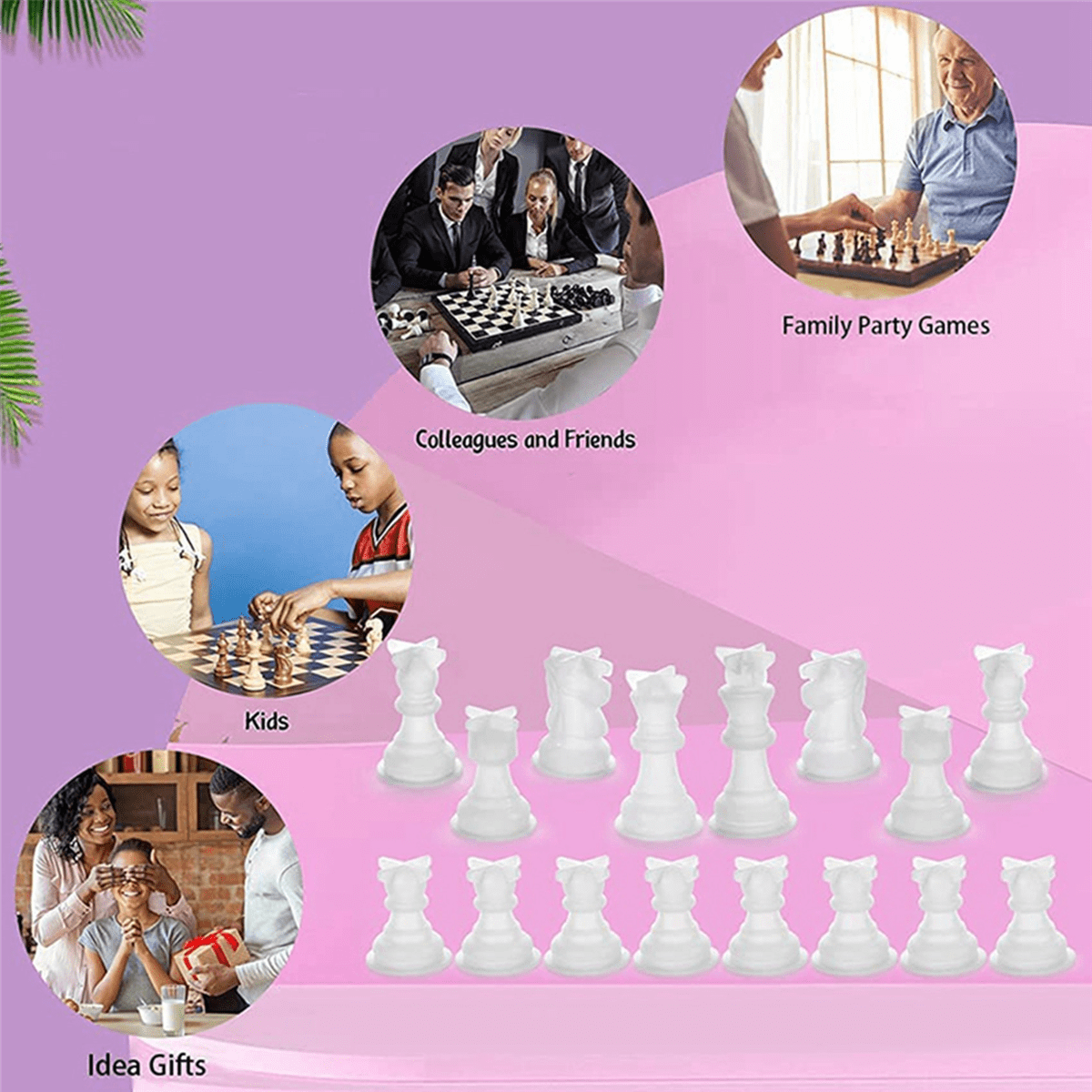 6X Chess Mold for Resin Silicone Chess Resin Mold Chess Crystal Epoxy Casting for DIY Crafts Making Birthday Gift