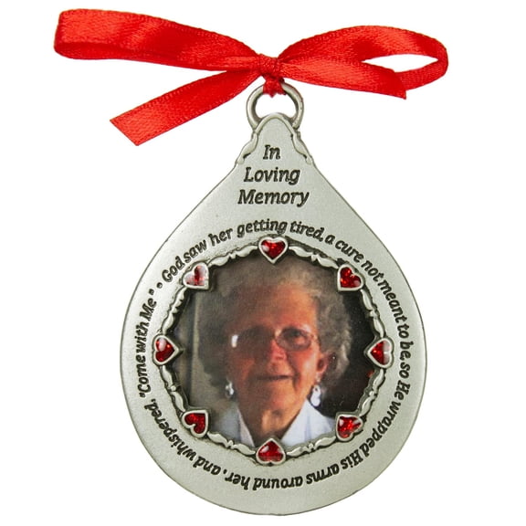 Cathedral Art 2.75-Inch “In Loving Memory” Teardrop Ornament Frame – Memorial Keepsake for Women