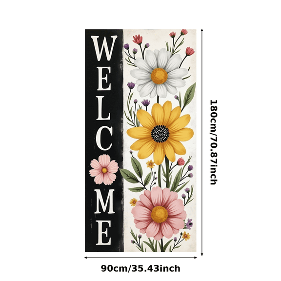 Decorative Design Welcome Banner Garden Theme Floral Decoration Colorful Flowers for Home Entrance Outdoor Decoration Front Porch