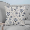 thumbnail image 4 of 18x18 Pillow Covers Set of 2, Blue Flower Vintage Throw Pillow Covers Decorative Couch Cushion Case, Abstract Ethnic Floral Pastoral Microfiber Square Pillowcases for Bedroom Car Living Room, 4 of 7