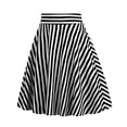 thumbnail image 3 of LWavelet Women's Striped Flared Midi Skirt, High Waist, Retro 4th of July & Vacation A-Line Skirt Black 2XL, 3 of 6