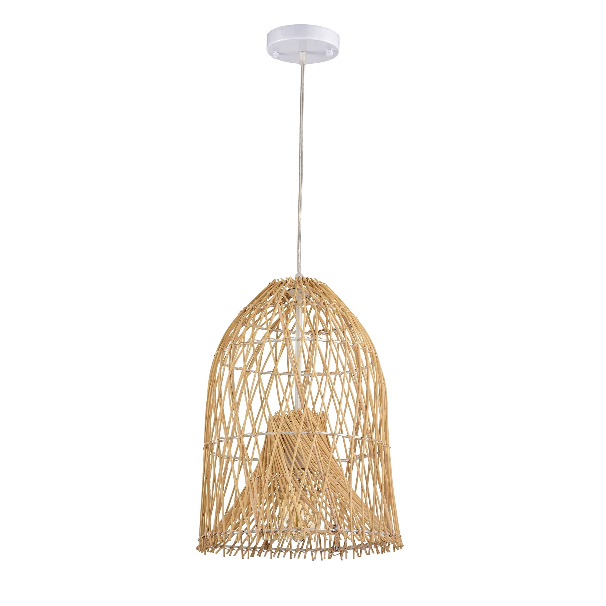 Home Accessories Ethan Cream 1-Light Rattan Cage Basket Pendant Light