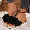 thumbnail image 2 of Flower Dress Sandals for Women 2025 Trendy Boho Summer Peep Toe Platform Slip on Espadrilles Wedge Slides, 2 of 7