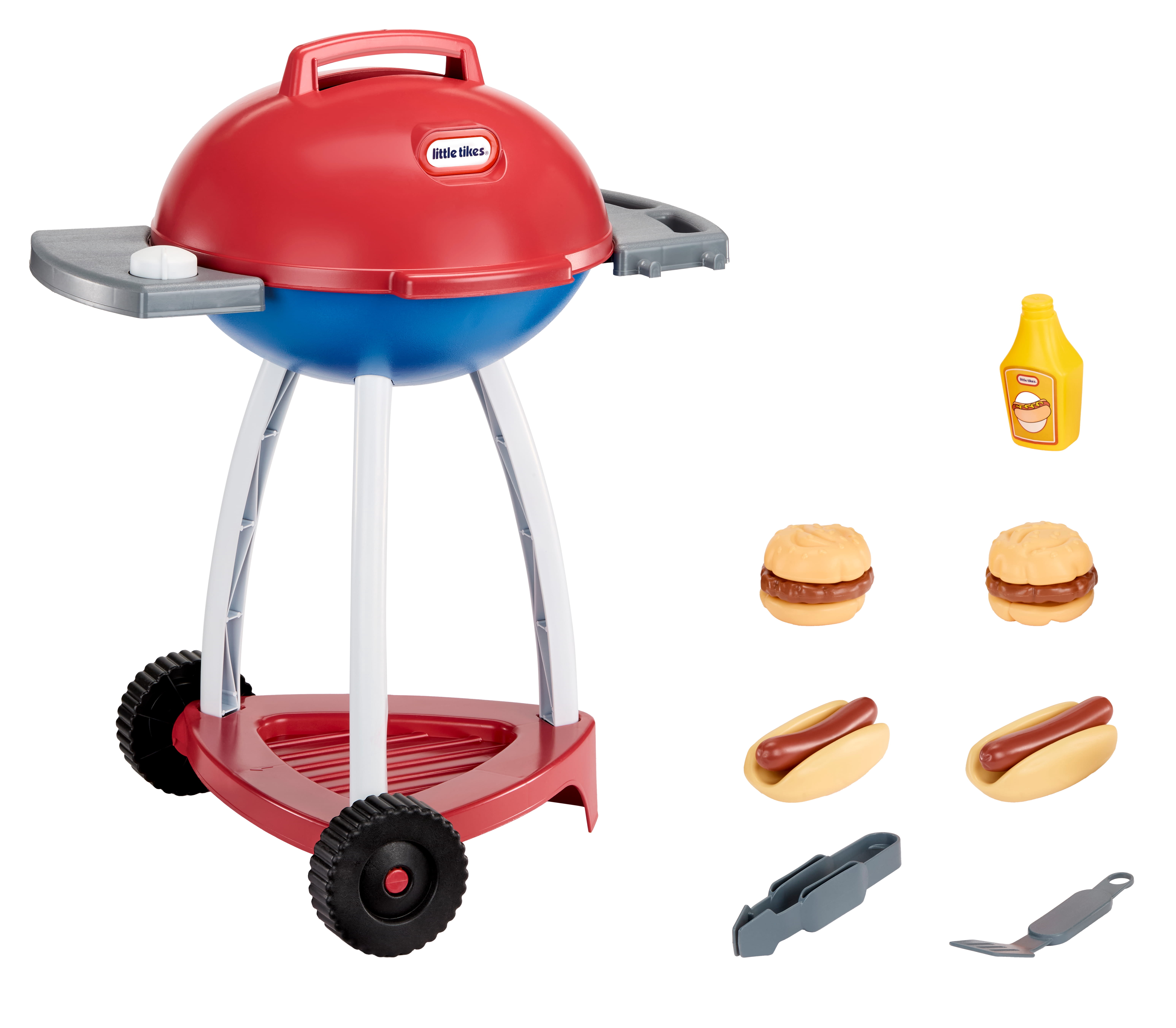 Little Tikes Sizzle & Serve Grill – Red, White & Blue, 14 Accessories, Little Chef Interactive Cooking Playset for Kids and Toddlers
