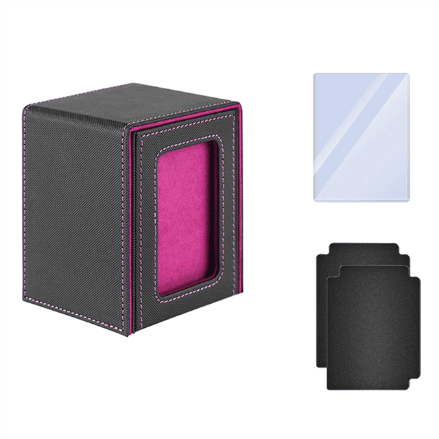 Boîte de Cartes à Collectionner Premium pour Protéger les Cartes Boîte de Cartes à Collectionner Adaptée pour Deck Boîte de Cartes en Cuir Rose,1 * Boîte de Cartes à Collectionner 1 * Porte-Cartes 2 * Séparateur,Rose