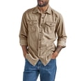 thumbnail image 2 of Migroa Mens Denim Shirt Long Sleeve Jean Work Shirts Regular Fit Button Down Shirts with Pockets Khaki S, 2 of 4