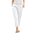 thumbnail image 1 of Pantalones rectos casuales de algodón y lino cómodos de color sólido con bolsillos grandes para mujeres europeas y americanas para mujeres, 1 of 6