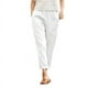thumbnail image 1 of Pantalones rectos casuales de algodón y lino cómodos de color sólido con bolsillos grandes para mujeres europeas y americanas para mujeres, 1 of 6